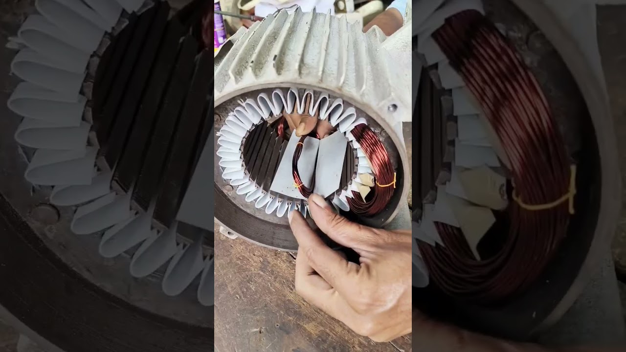 1.5 hp motor winding|Single phase motor winding|Electric motor winding #shorts