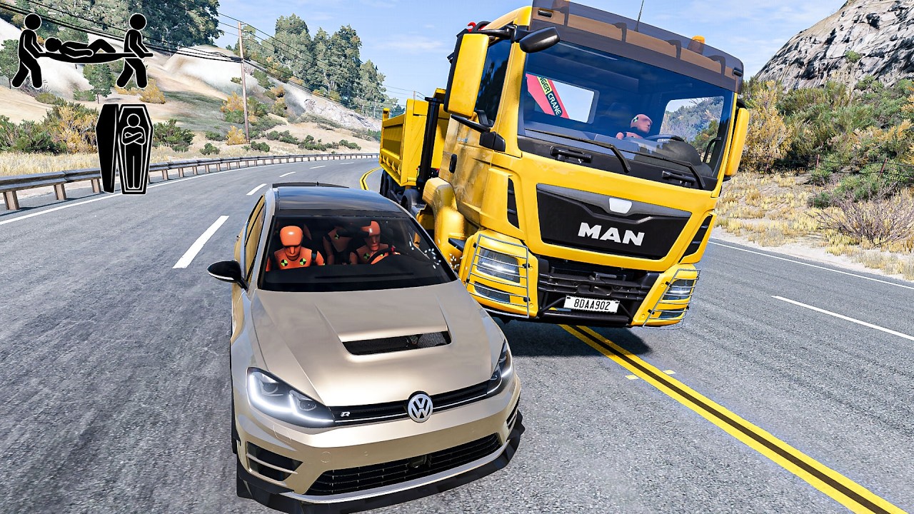 Realistic Car Crashes BeamNG Drive #14 | Man Truck Out of Control - ETKChan
