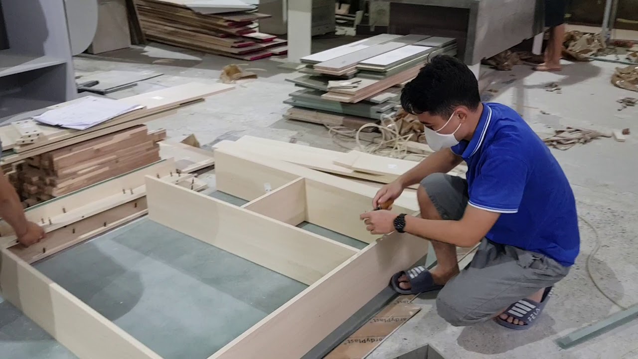 Sản xuất lắp đặt nội thất tủ gỗ công nghiệp MFC An Cường tại xưởng gỗ