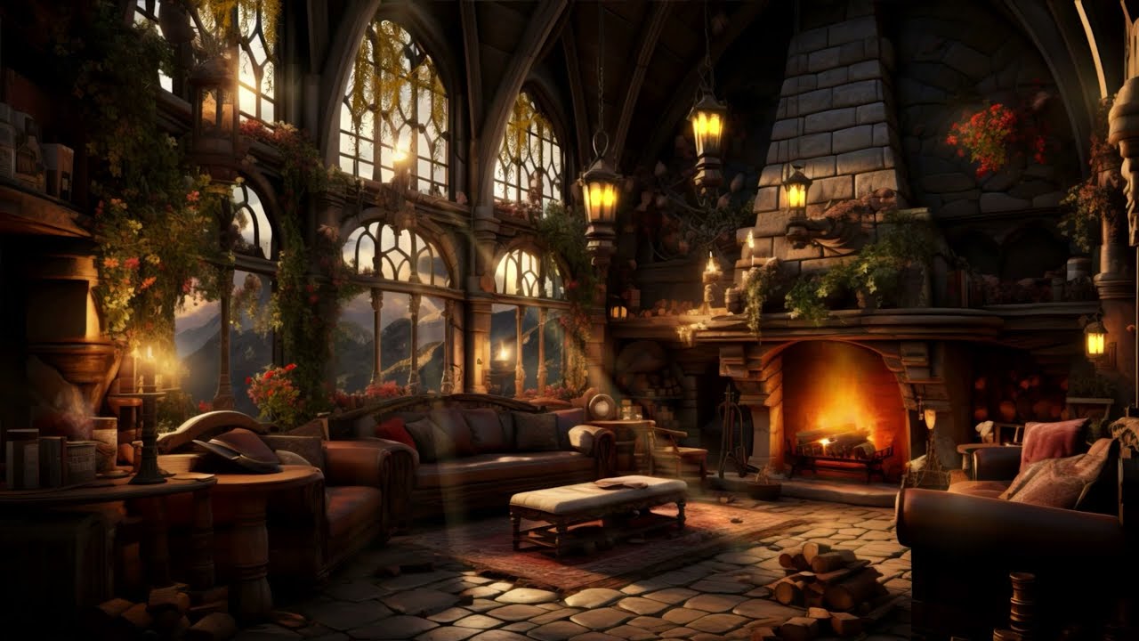 Cozy Medieval Fireplace Ambience | Relaxing Sounds for Study, Sleep & Relaxation