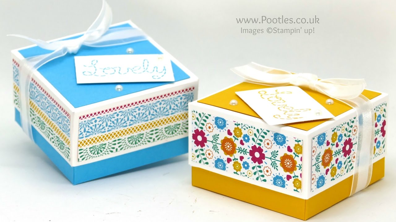 Lidded Box for 3x3 Cards using Stampin' Up! DSP