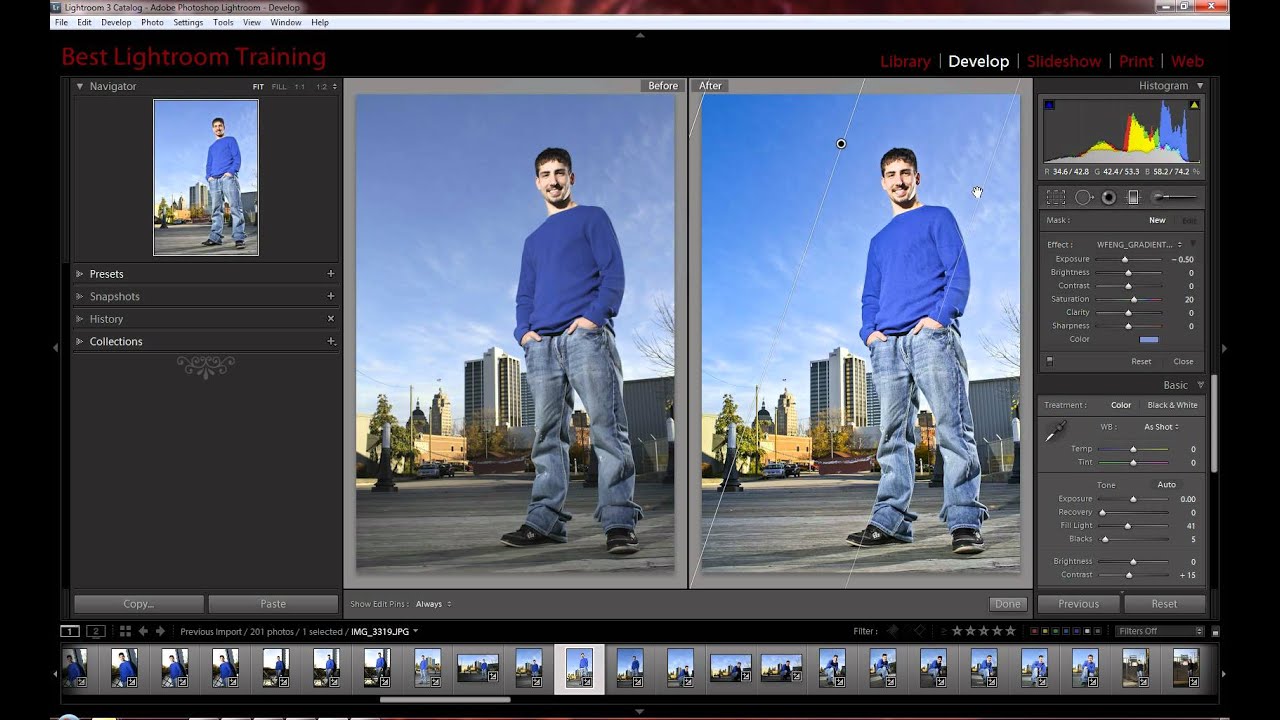 ADOBE LIGHTROOM TIPS:   GRADUATED FILTERS BLUE SKY PRESET 2
