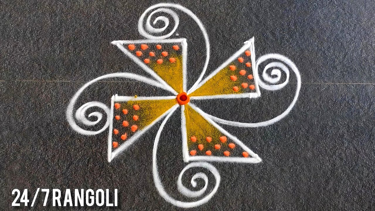 3x3 Dots Easy Daily Muggulu 🌺 24/7 Rangoli 🌿 Simple Rangoli Designs 🌺 Small Kolam🌺 Beginners Rangoli