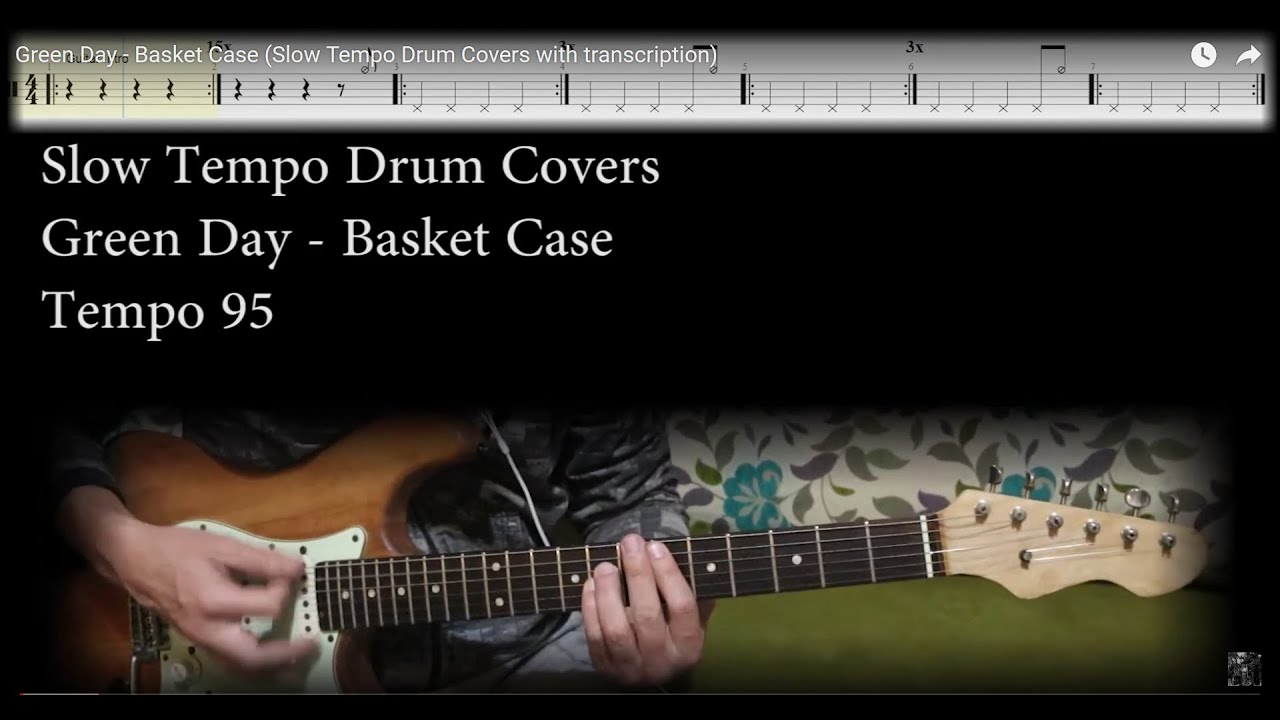 Green Day - Basket Case (Slow Tempo Drum Covers with transcription)