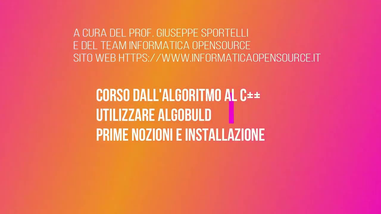Installare, Usare Algobuild - Corso 