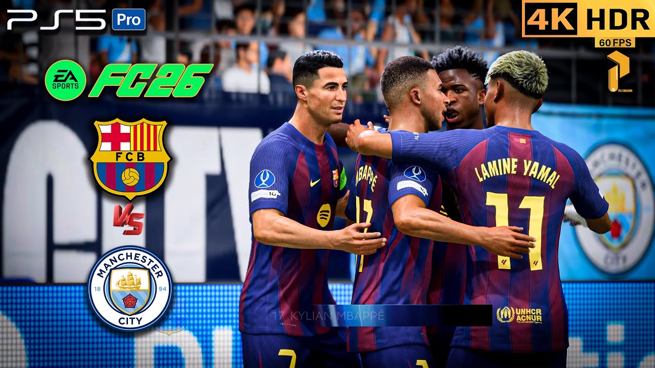 All Superstars United 🐐 Barcelona vs Man City | Super Cup Final 4K HDR #ronaldo #messi #fc26 #ps5