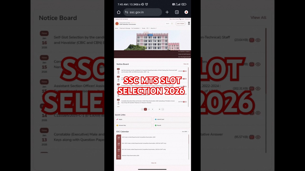 SSC MTS Slot Booking 2026 | Step-by-Step Process | Exam Date Selection 