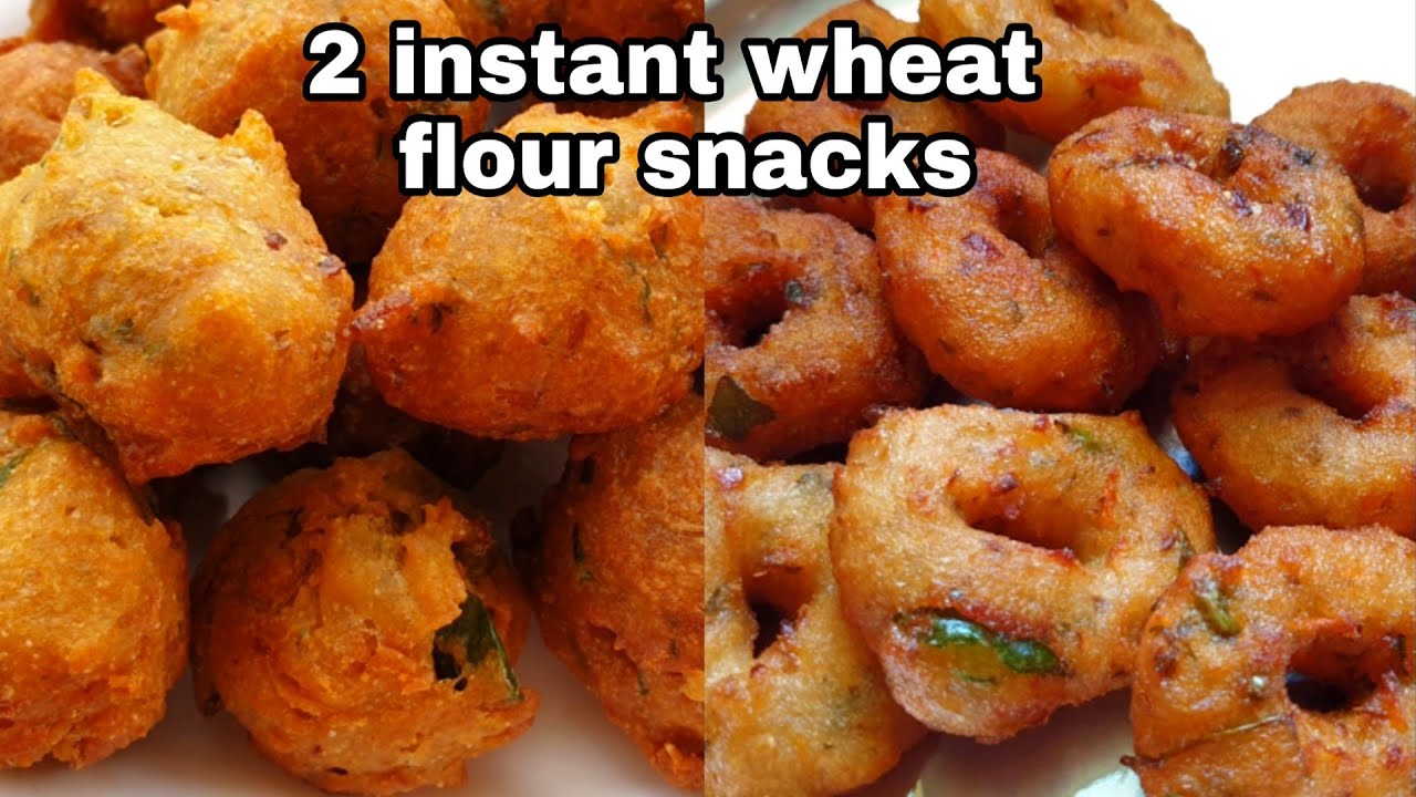 ದೀಡಿರ್ ಆಗಿ ಮಾಡುವ ಗೋಧಿ ಹಿಟ್ಟಿನ ಎರಡು ತಿಂಡಿಗಳು | Wheat flour instant snack | wheat flour vada | bonda