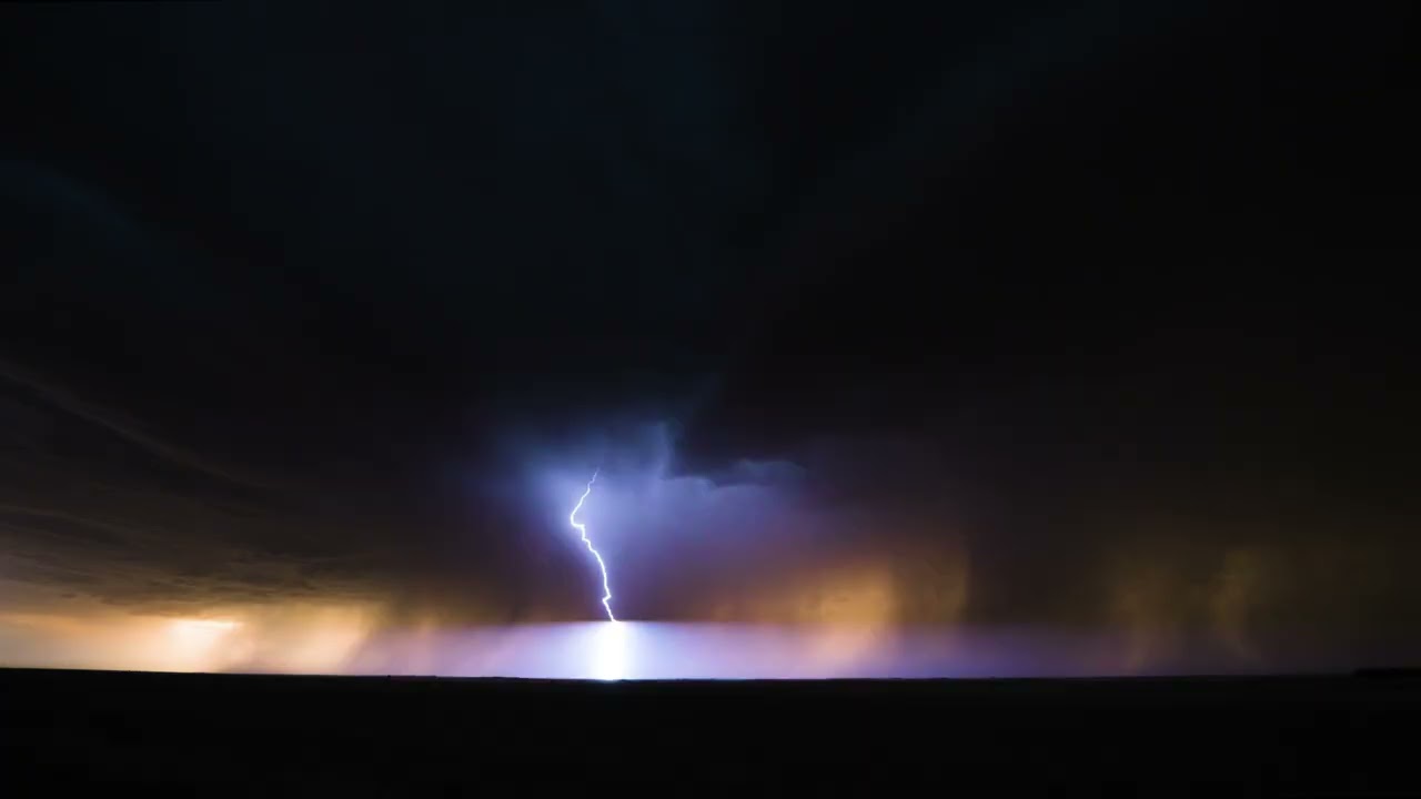 Fort Worth Supercell at Night &ndash; 10 Hours of Rain & Distant Thunder for Sleep, Focus & TV 4K
