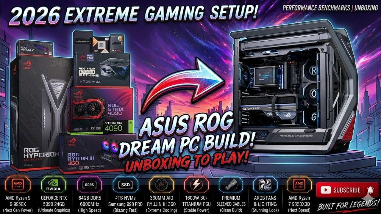 ASUS ROG ASTRAL RTX 5090 DREAM GAMING PC BUILD 2026 | AMD RYZEN 7 9850X3D & ASUS ROG Hyperion GR701