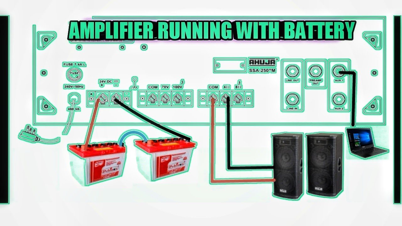 Amplifier connection with battery
