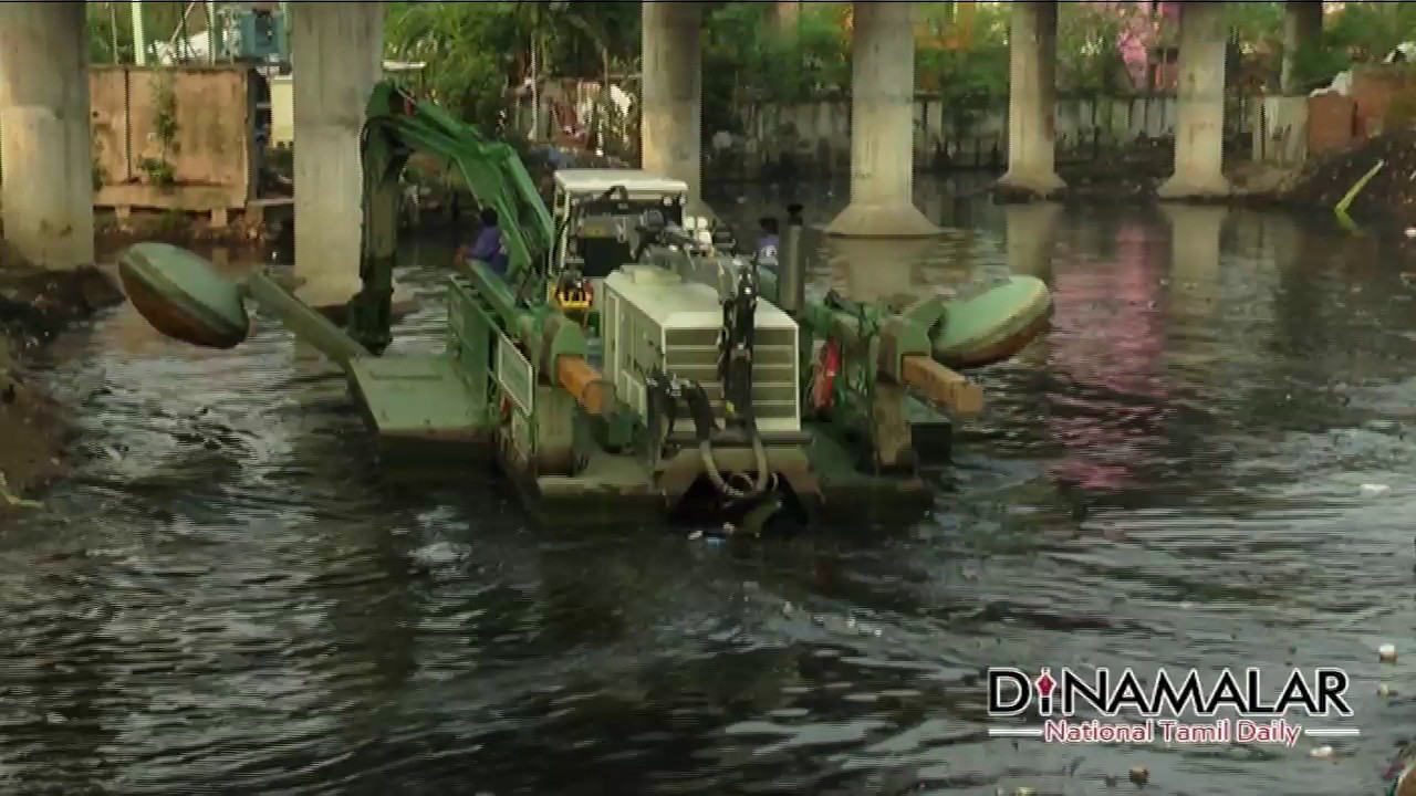 Desilting work at Buckingam canal Via Amphibian Machine
