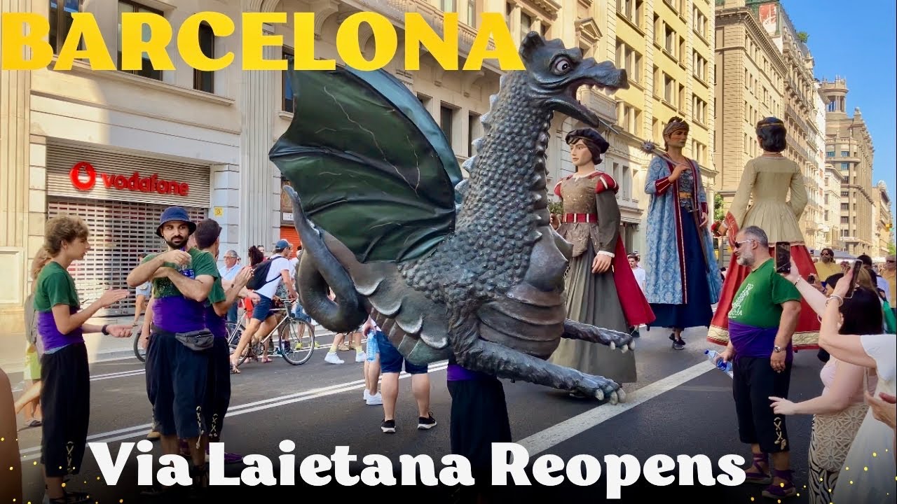 Barcelona Celebrates Reopening of Via Laietana with Giants, Music and Games
