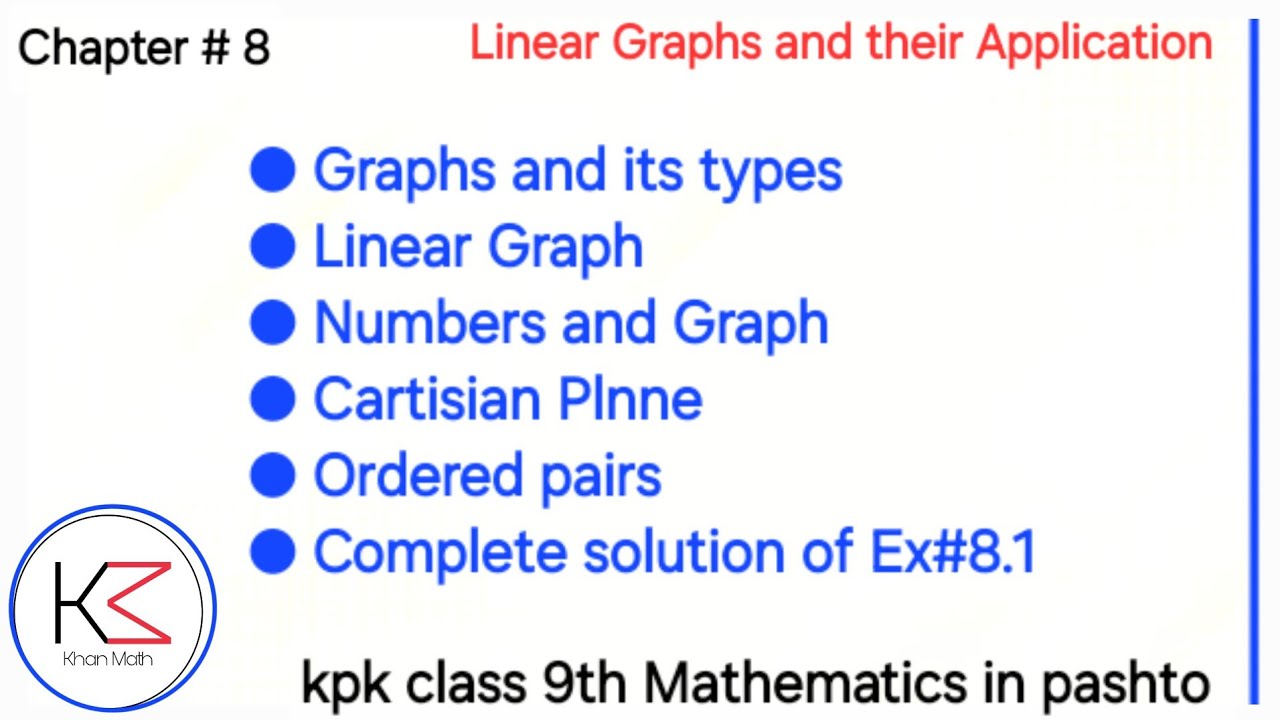 Linear Graphs and their Application |Ex#8.1|Chapter#8|Class 9th Kpk|Pashto|Khan Math