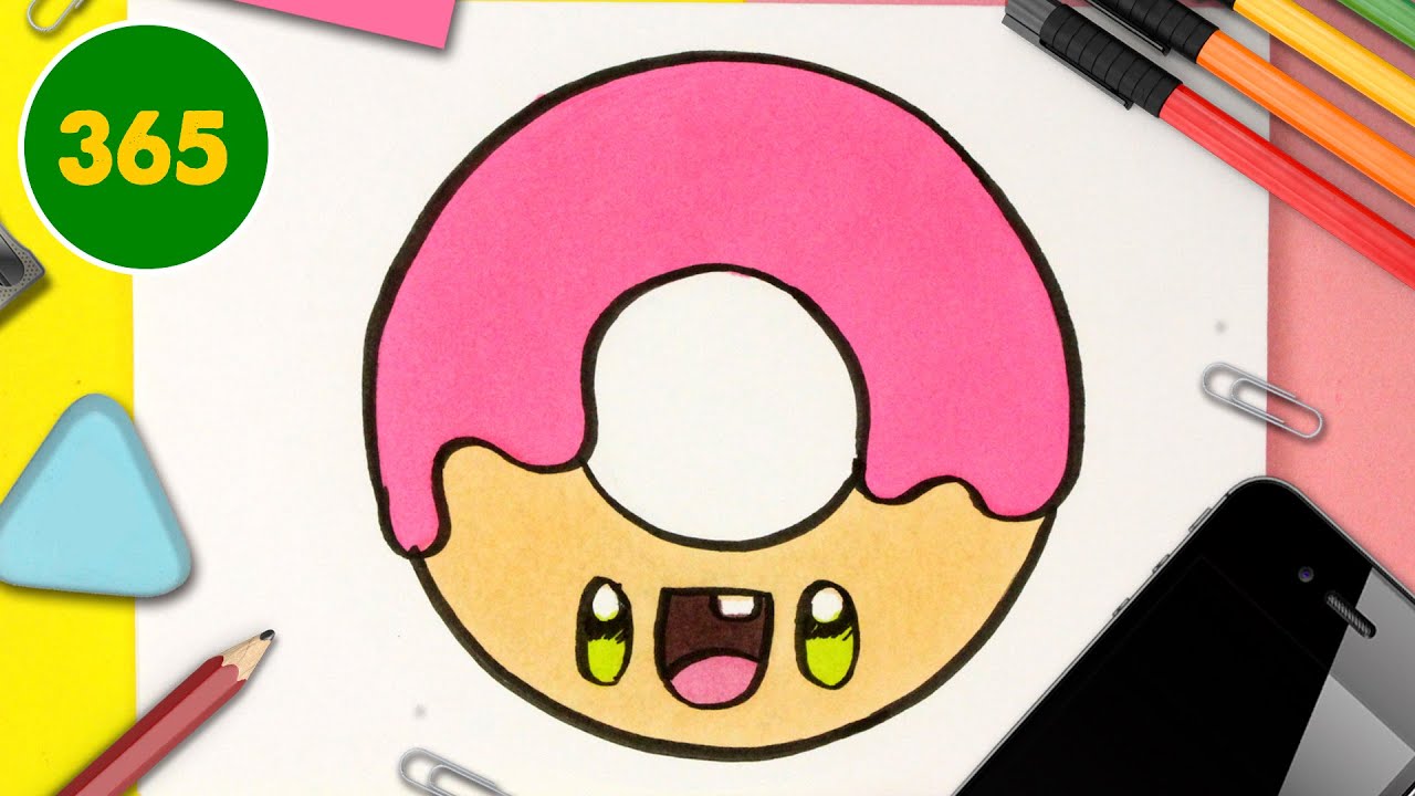 COMMENT DESSINER DONUT KAWAII – Dessins kawaii facile - dessiner de la nourriture kawaii