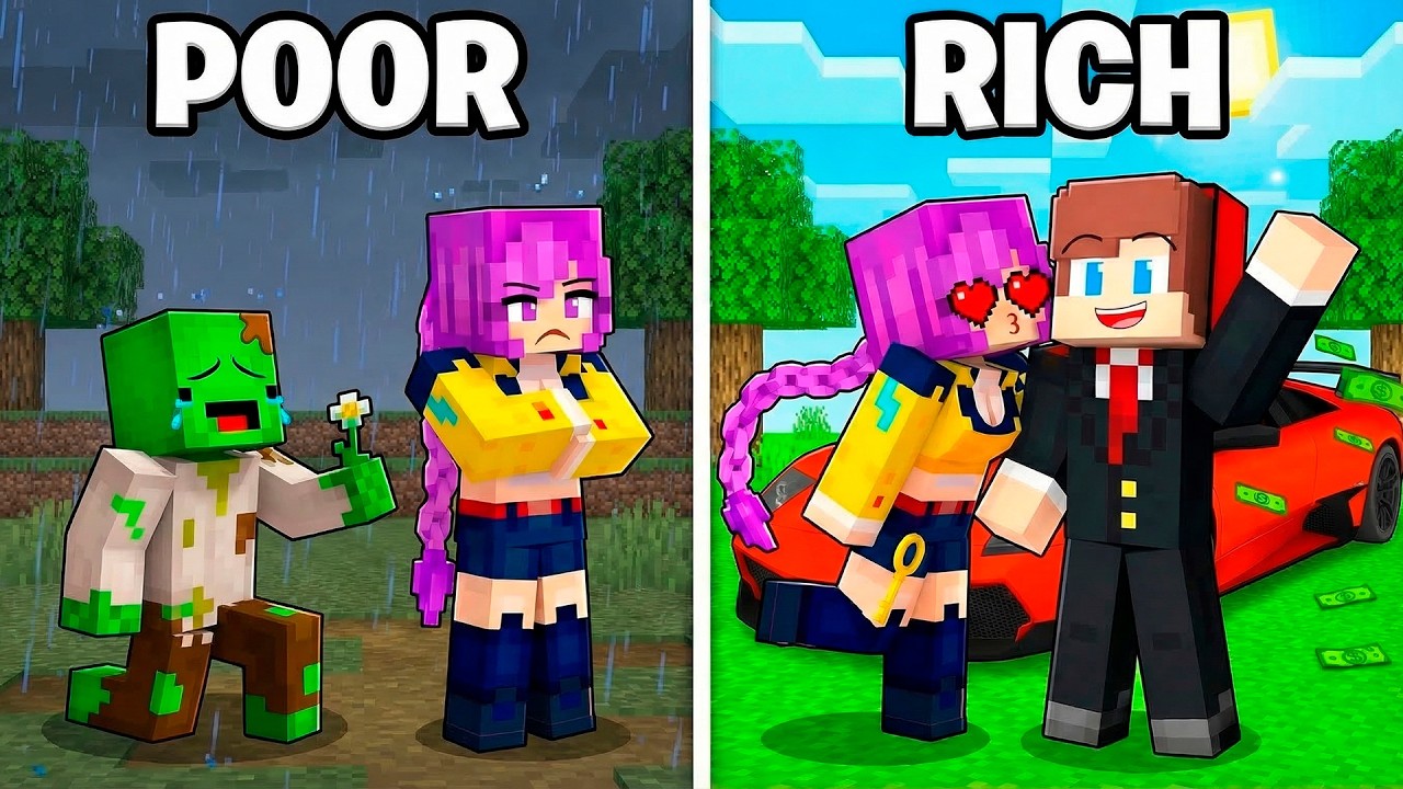 JJ and Mikey: Who will RUMI choose? Rich vs. Poor - Maizen Minecraft Animation