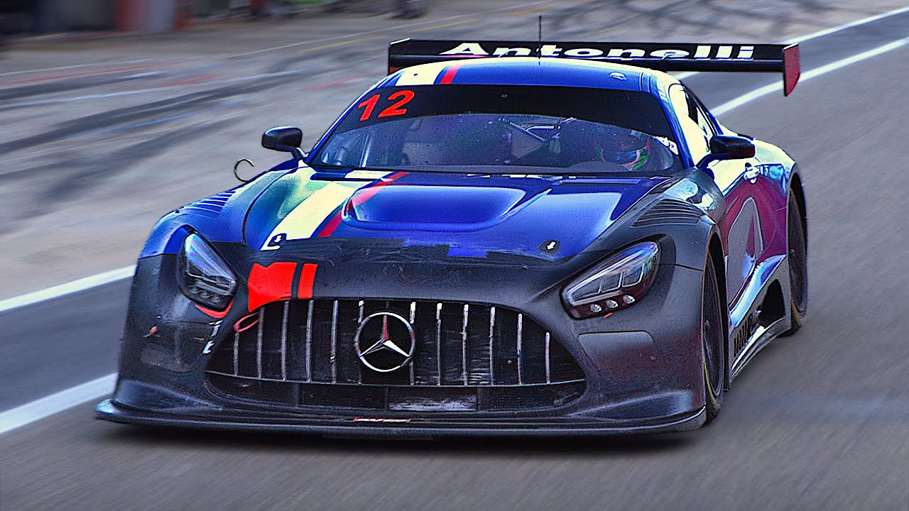 Kimi Antonelli testing the Mercedes AMG GT3 EVO racecar on track *6.2L N/A V8 intake Noises*