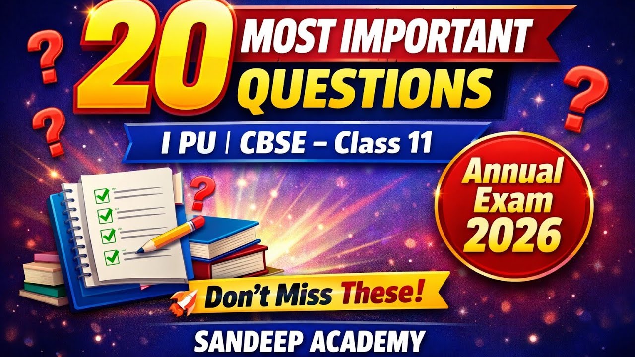 1st PUC / CBSE 11 Chemistry ONE SHOT 🔥 | 20 Most Important Questions + Answers | Annual Exam 2026