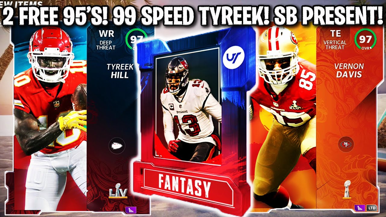 2 FREE 95 OVERALL FANTASY PACKS! 99 SPEED TYREEK, LTD VERNON DAVIS AND MORE! SUPER BOWL PRESENT!