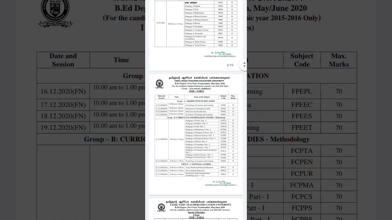 TNTEU B.Ed & M.Ed Examination Time Table May/June 2020|DrGS