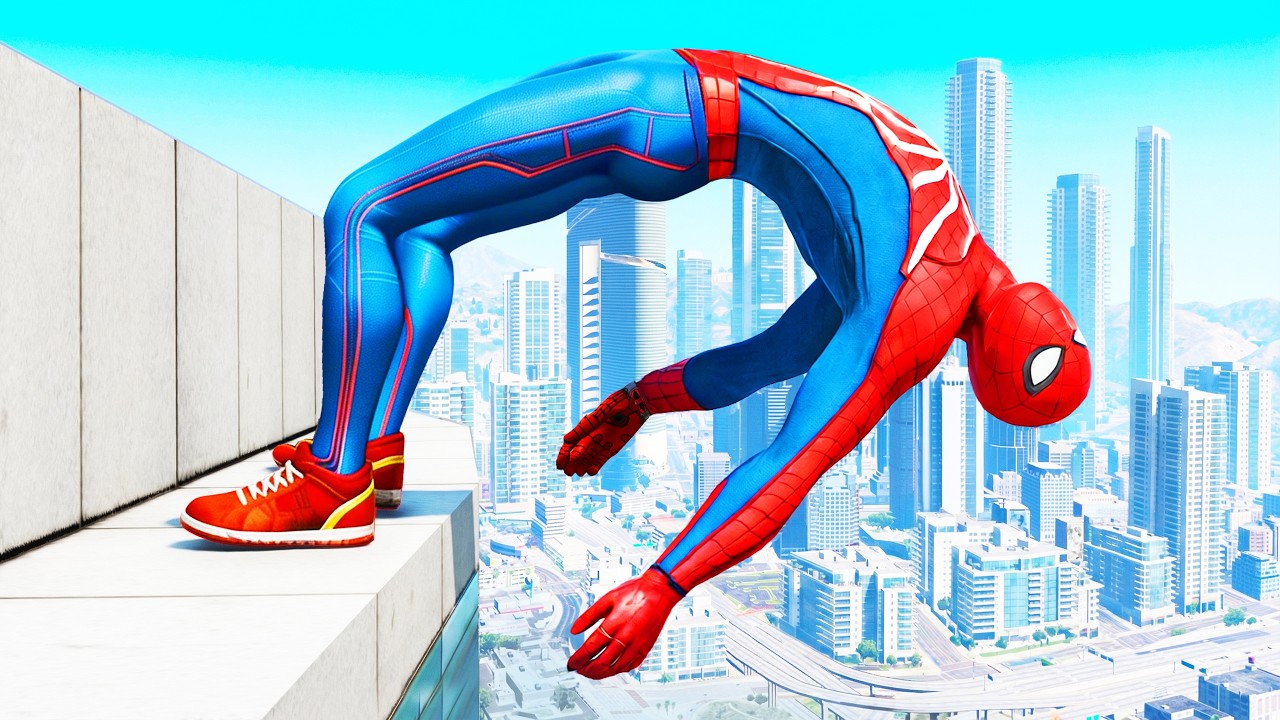 SPIDERMAN CRAZY JUMPS/FALLS #17 (GTA 5 Spider-Man Fails)