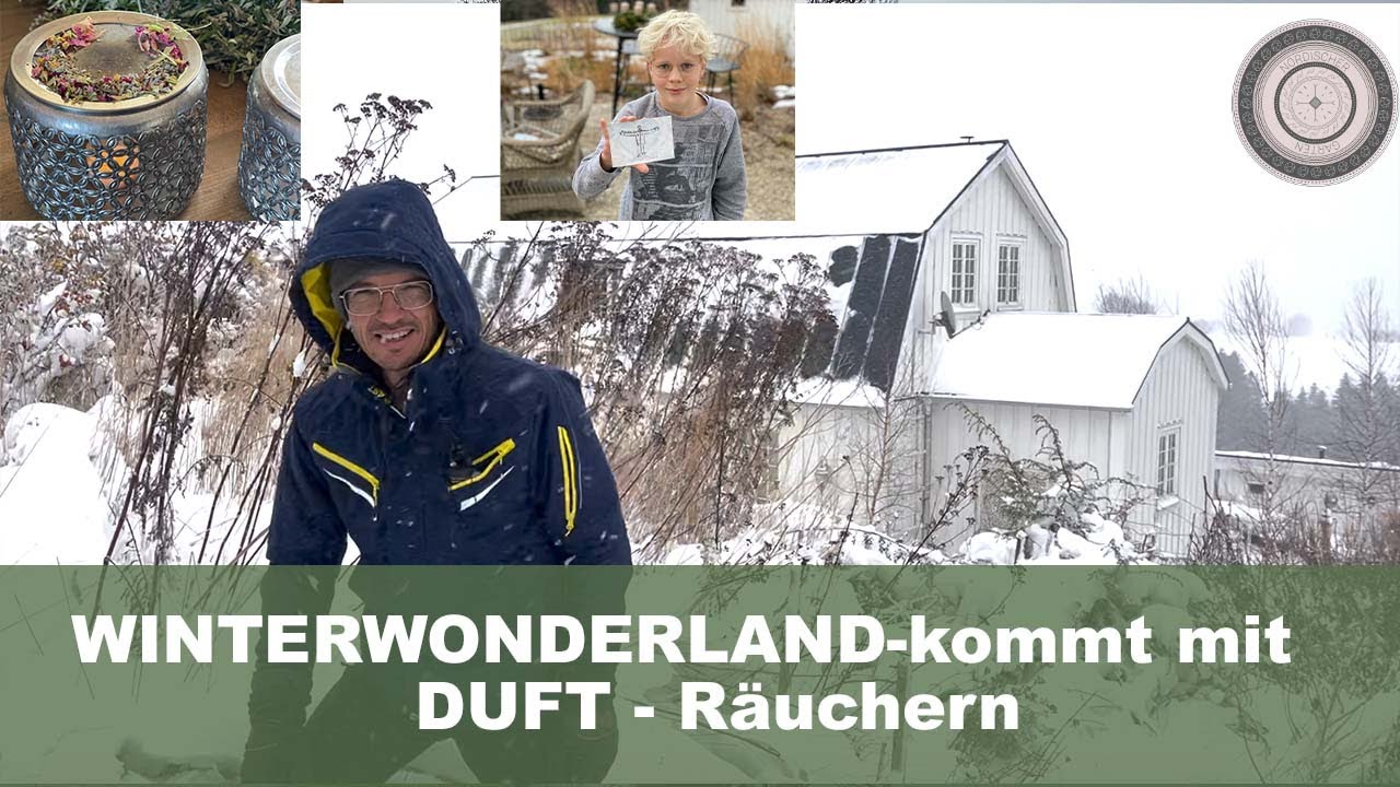 Schönster Schneespaziergang im Naturgarten,  Duft-Räuchern WAS WIE WOZU, Karte Niklas Dankbarkeit