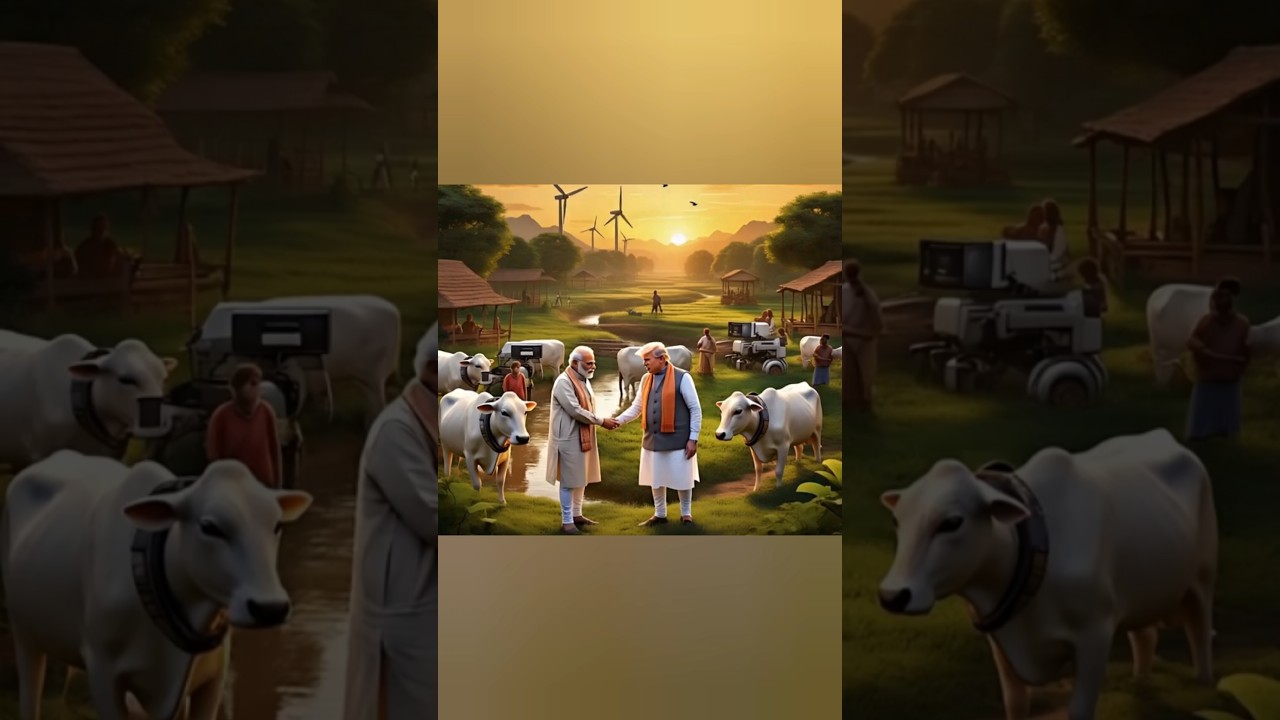 Leader Trump and Modi are in future village