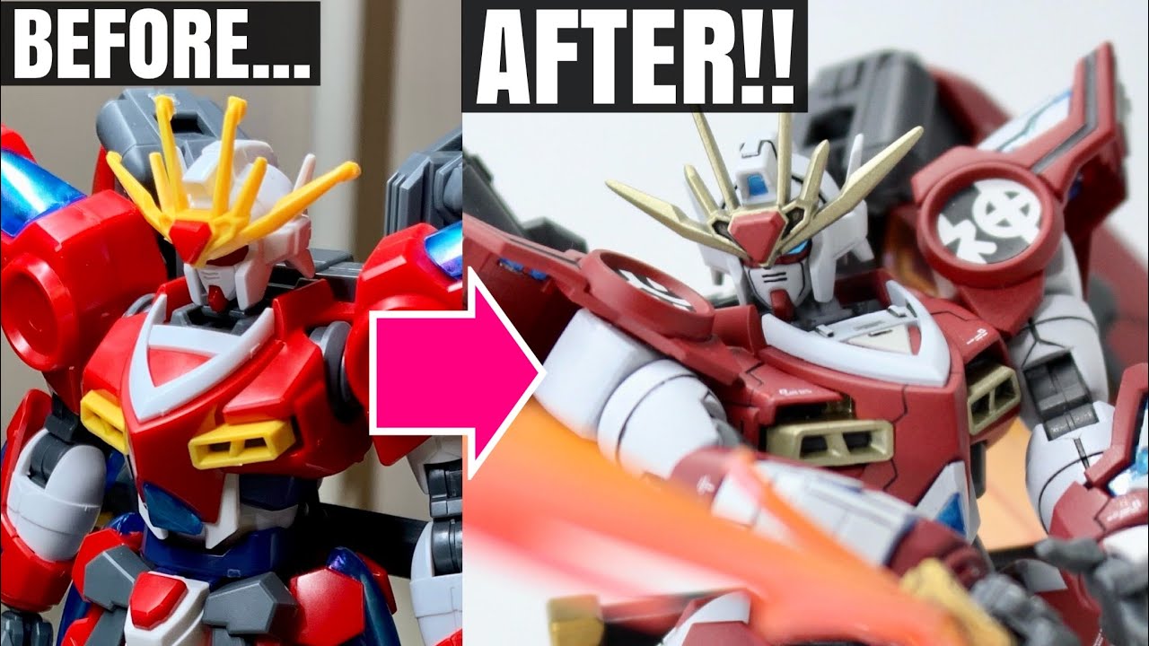 【フリーハンド製作】HG神バーニングガンダムを作り込む!! -HG SHIN BURNING GUNDAM  F Freehand Detailed working & painting!!-
