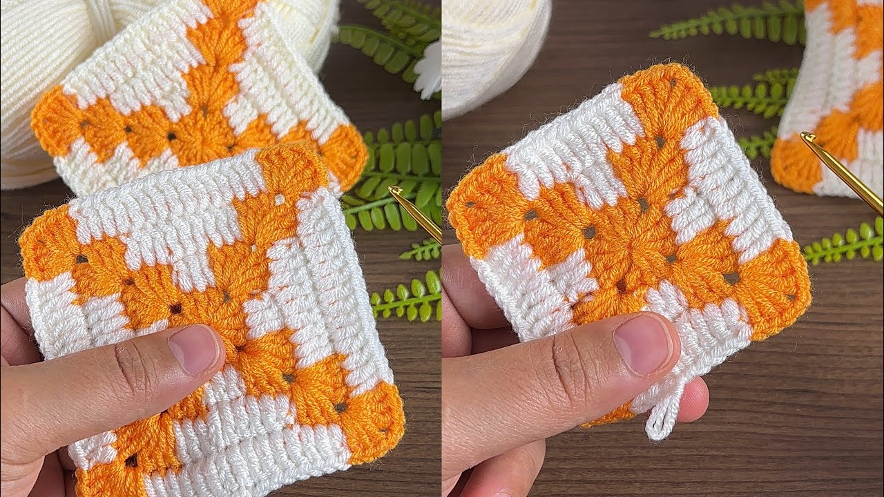 How to make a very easy super eye-catching crochet square motif Great crochet motif knitting pattern