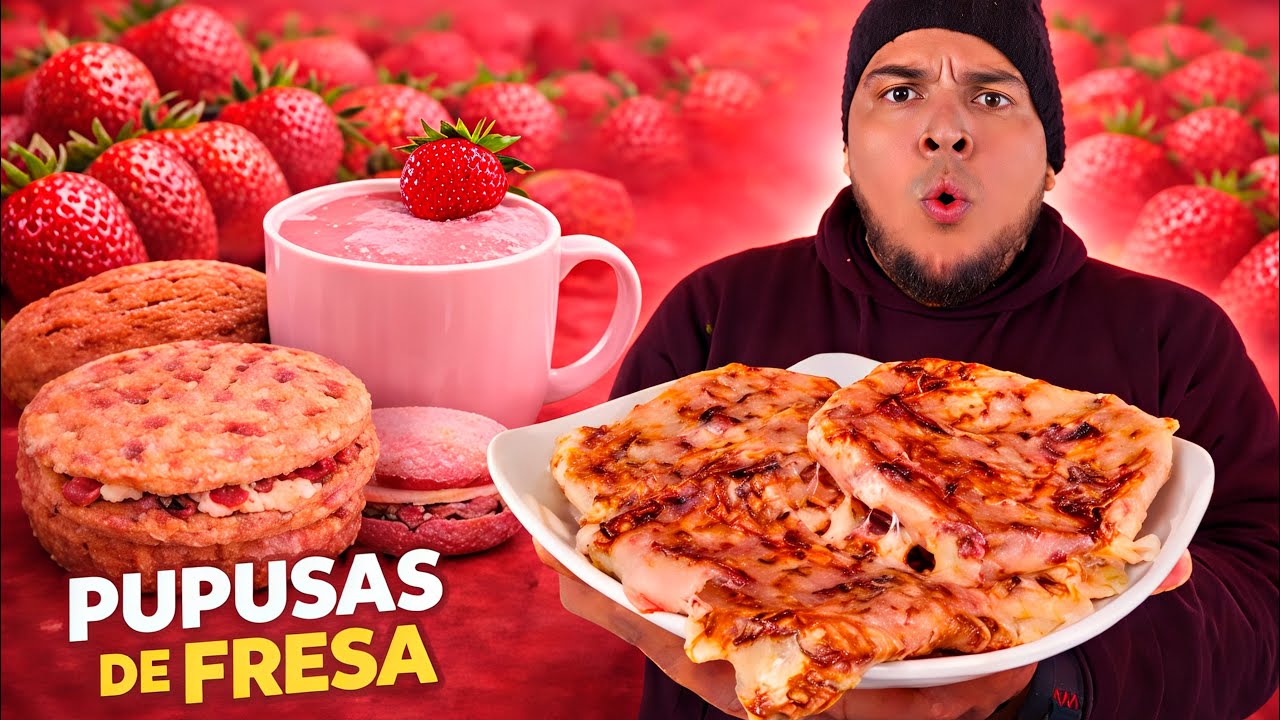 PROBANDO las PUPUSAS de FRESA 🍓 en EL SALVADOR *¿son buenas?* 😳