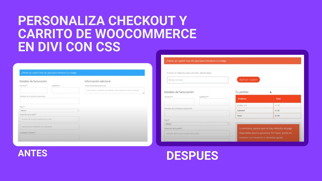 PERSONALIZAR CHECKOUT y CARRITO woocommerce css DIVI ✅