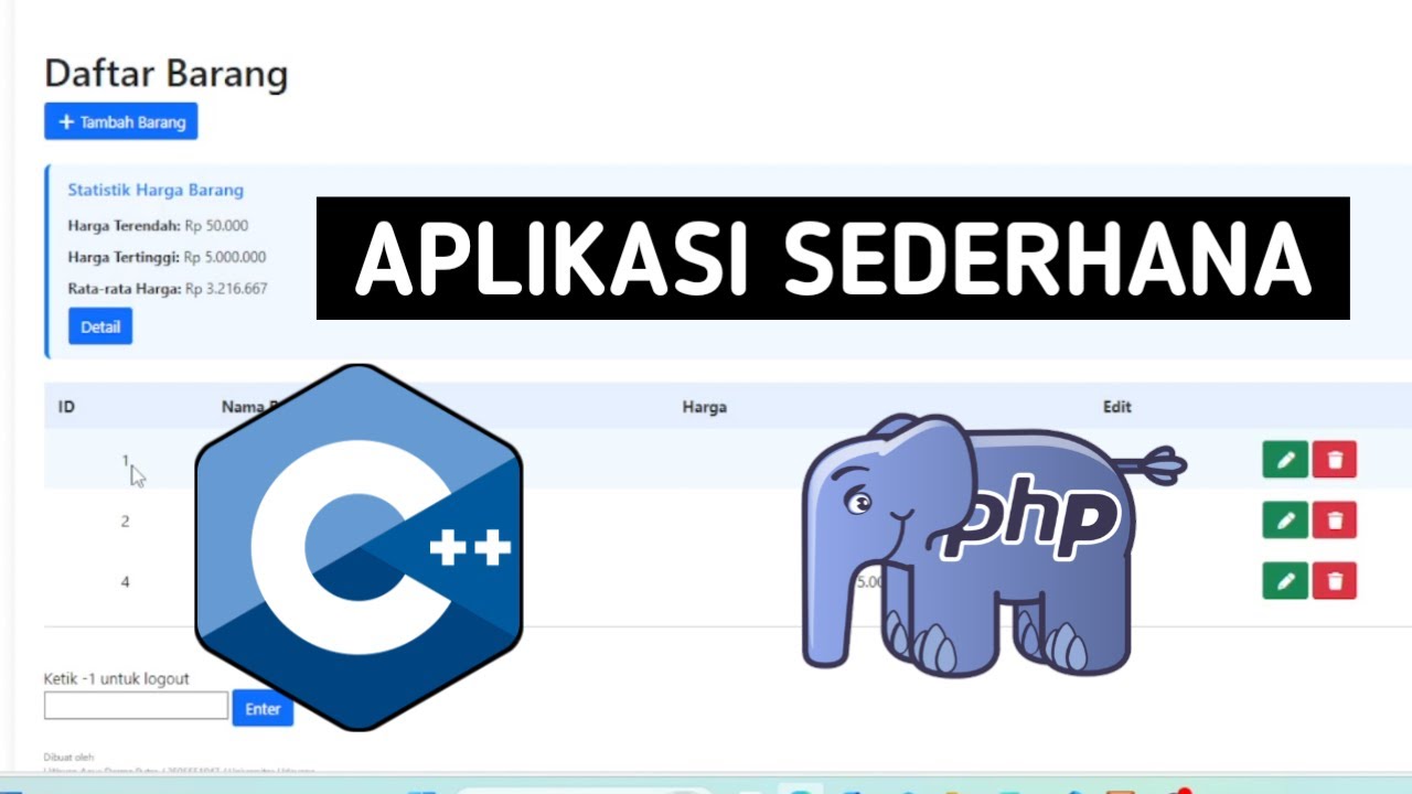 Aplikasi Sederhana Manajamen Barang dengan C++ dan Website PHP Database MySQL