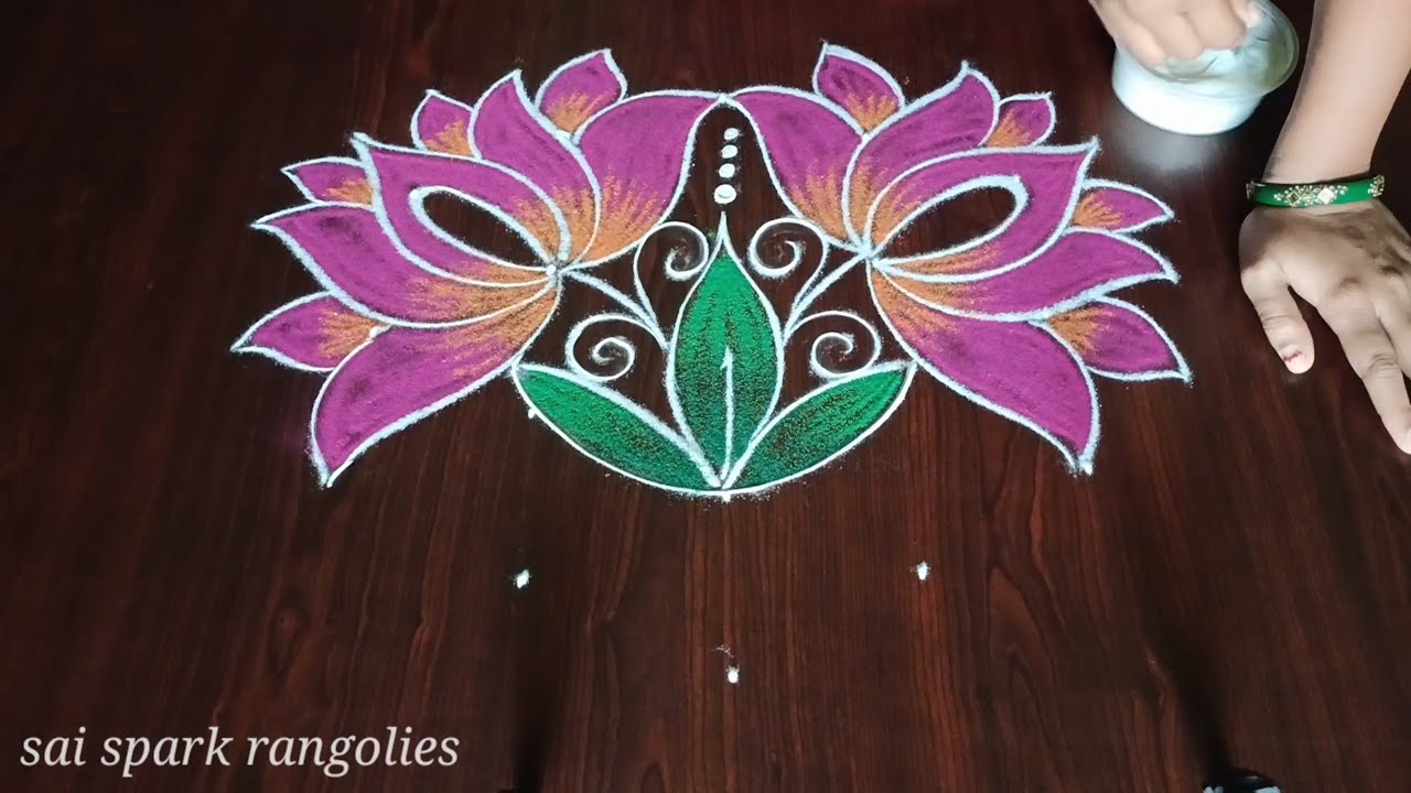 2024 New year spl Lotus rangoli | latest flower rangoli | pulli kolangal @saisparkrangolies
