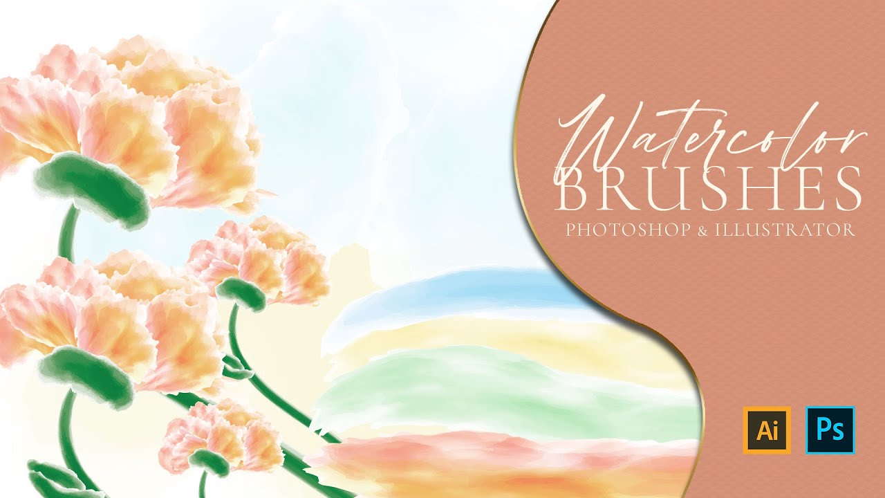 CUSTOM WATERCOLOR ILLUSTRATOR BRUSH: Adobe Illustrator and Photoshop