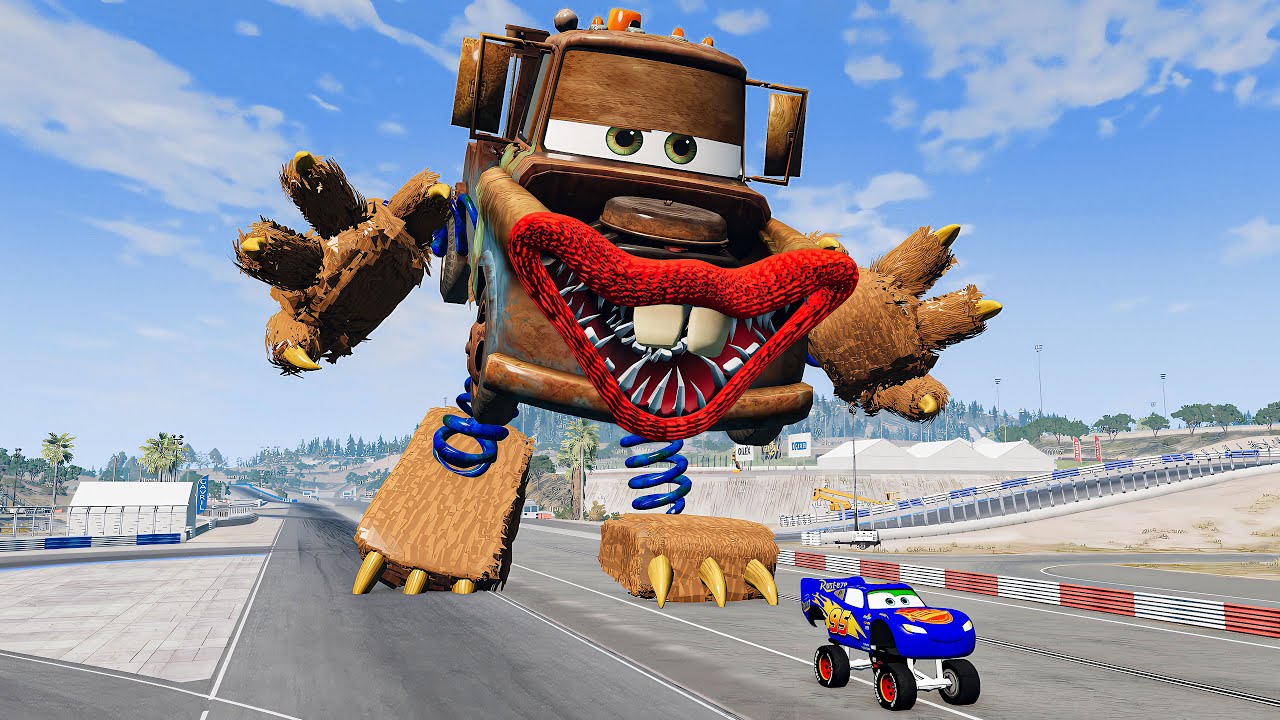 Epic Escape From Lightning McQueen Lizard Eater, Boo Tow MaTer, Tralalero Tralala BeamNG.Drive