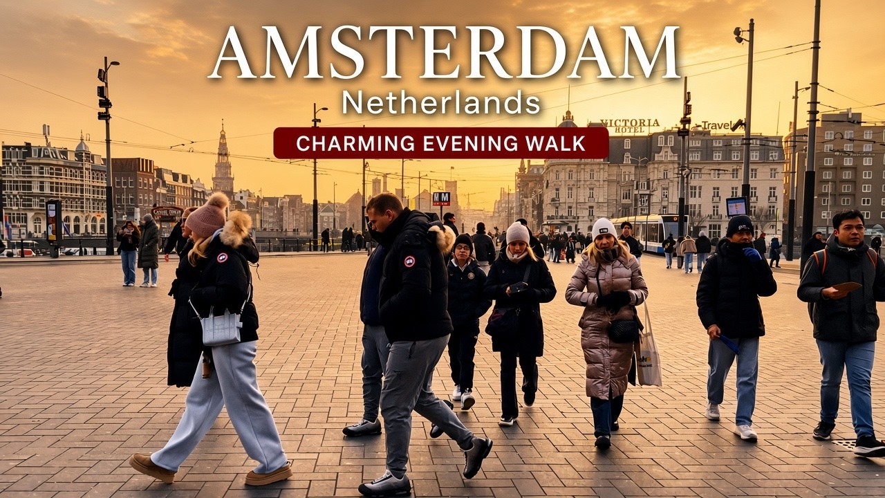 Walking Through Amsterdam 🇳🇱| Cozy Winter Evening  | ASMR 4K  Walking Tour