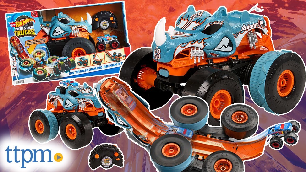 Hot Wheels Monster Trucks Transforming Rhinomite RC Launcher