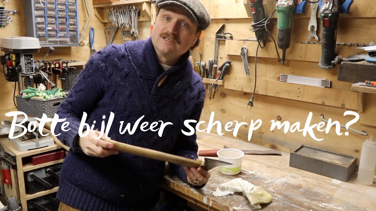 Botte bijl weer scherp maken 🔪 | Bijl slijpen voor hout kloven buiten