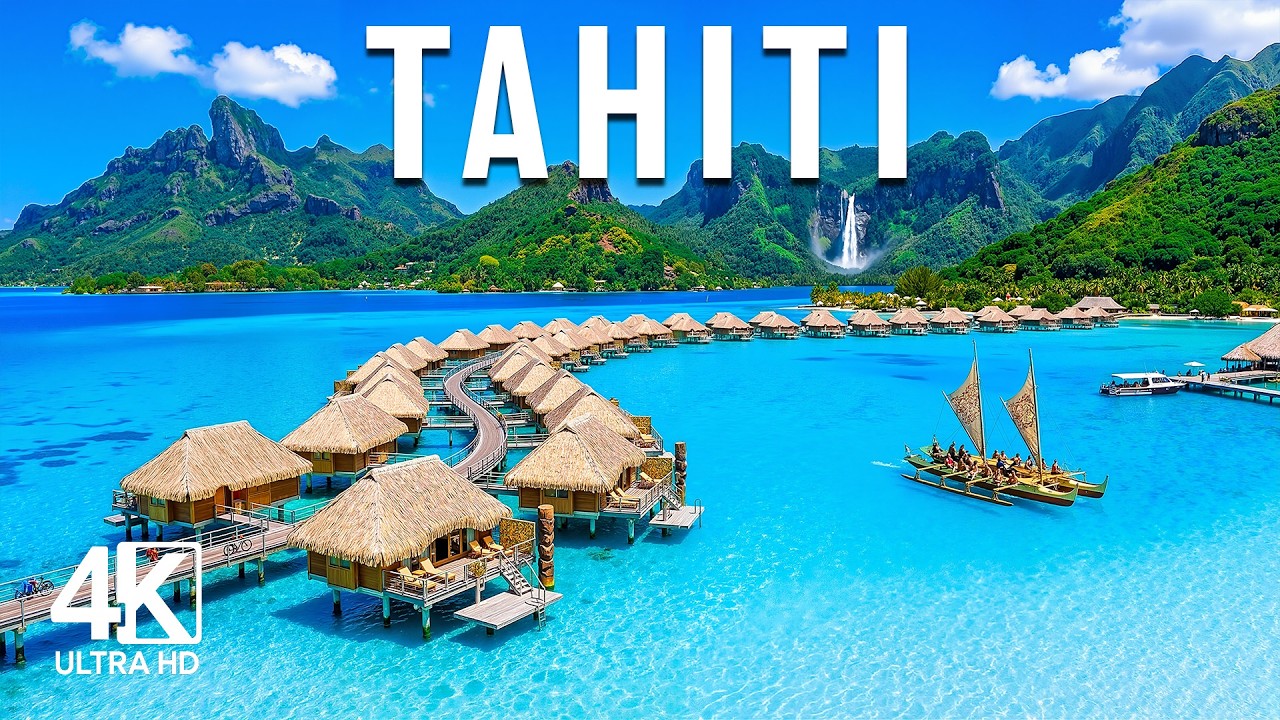 TAHITI 🇵🇫 4K Drone Footage | Unreal Turquoise Lagoons & Deep House Paradise