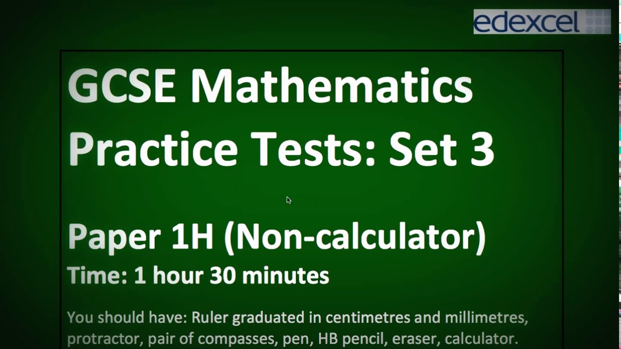 Edexcel New Maths GCSE (9-1)  Practice Set 3, Paper 1H