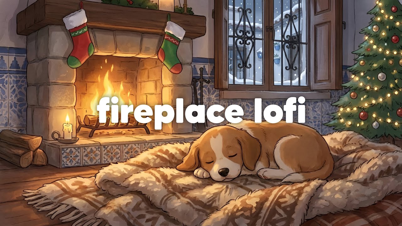 cozy fireplace lofi 🔥 chill beats to focus, study & relax