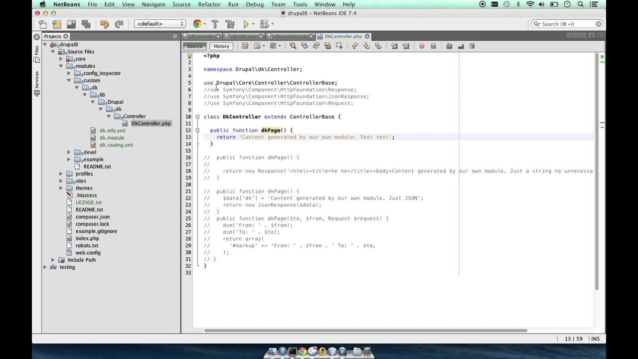 Drupal 8 alpha module development.