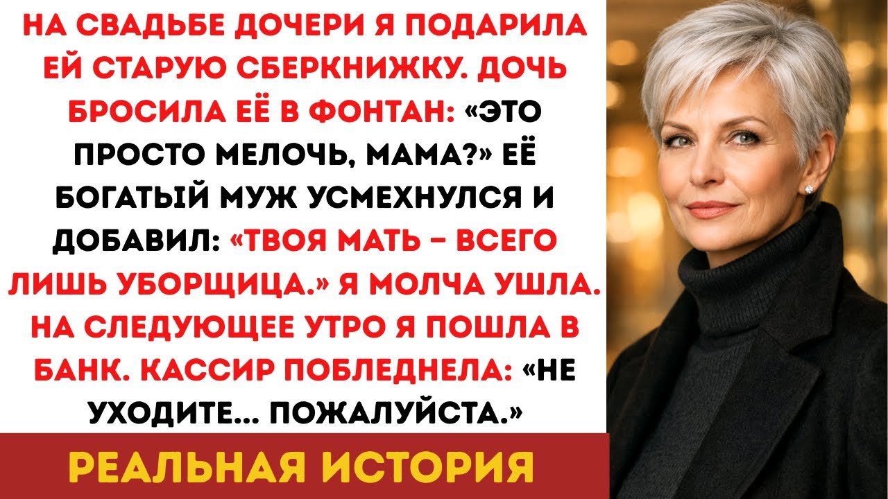 ДОЧЬ БРОСИЛА СБЕРКНИЖКУ В ФОНТАН НА СВАДЬБЕ. УТРОМ КАССИР В БАНКЕ ПОБЛЕДНЕЛА