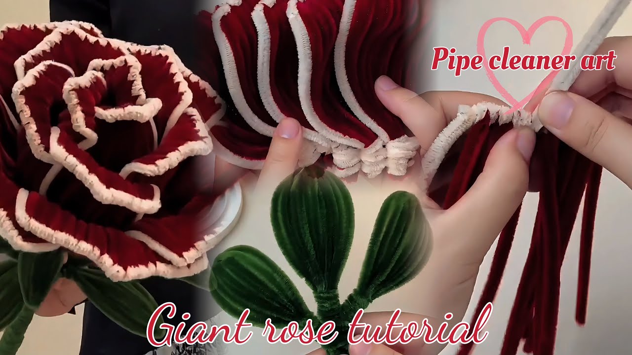 Giant rose flower details tutorial | how to make big rose flower with pipe cleaner | rose flower diy