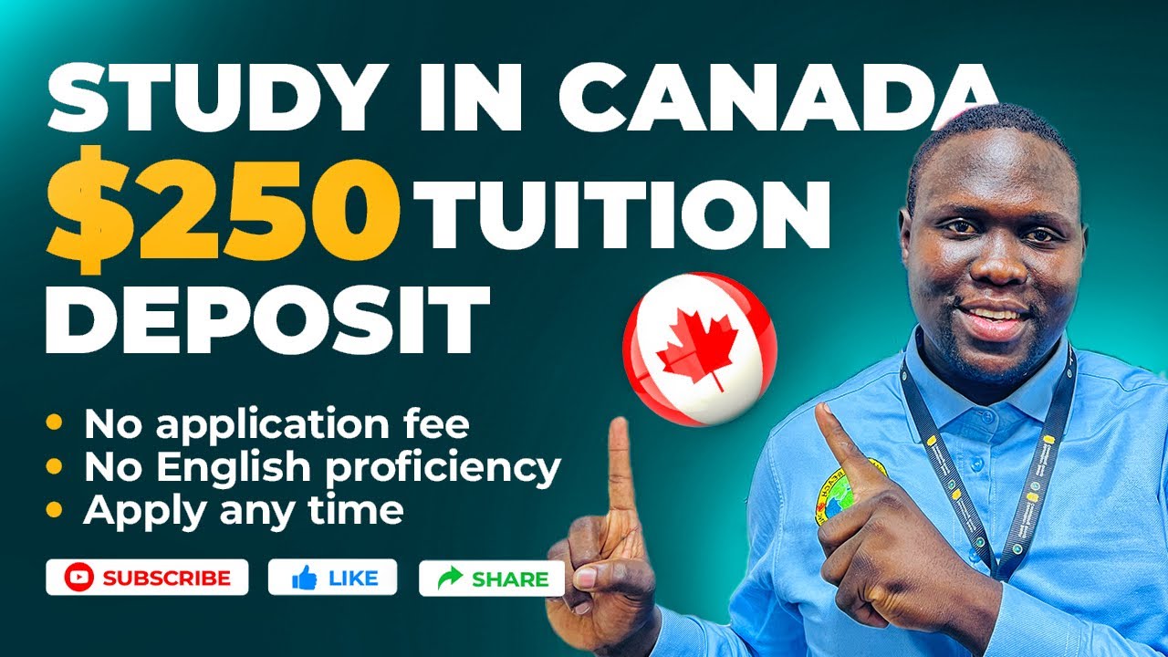 Study in Canada 🇨🇦 with low tuition deposit fee $250 CAD only / No Application Fee / No IELTS needed