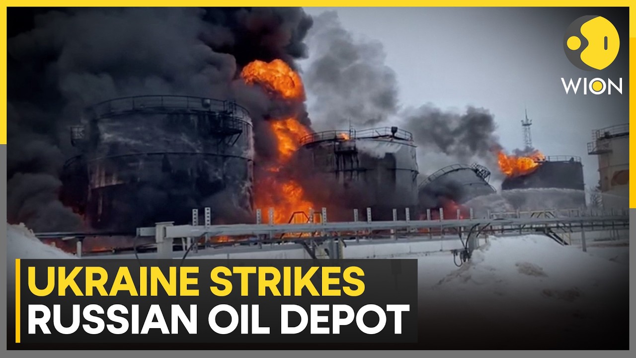 Russia-Ukraine War: Ukrainian Drones Hit Russian Oil Depot in Krasnodar Region | WION News