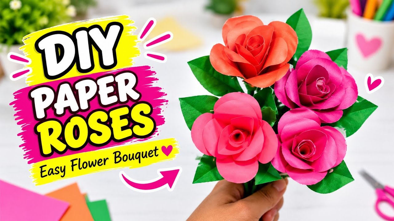paper rose flower bunch 🌹👇