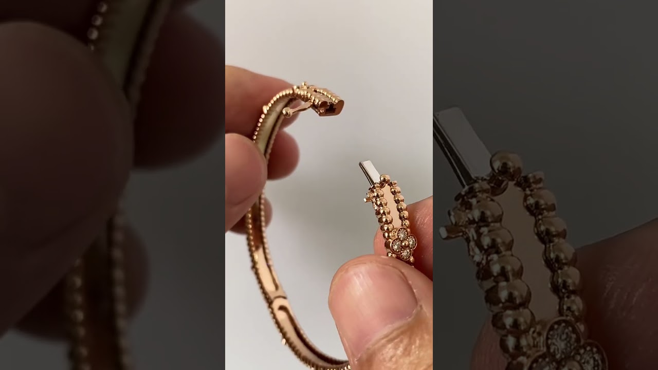 Custom Made Van Cleef Arpels Perlee Clover Small Bracelet 18K Real Gold With Diamonds