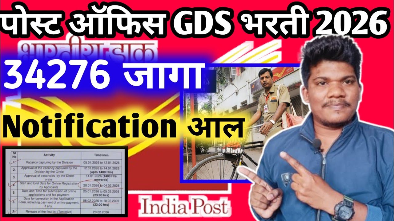 पोस्ट ऑफिस GDS नवीन Notificationफार्म चालू😱7 janevari पेपर नाही😳post office gds new vacancy 2026|GDS