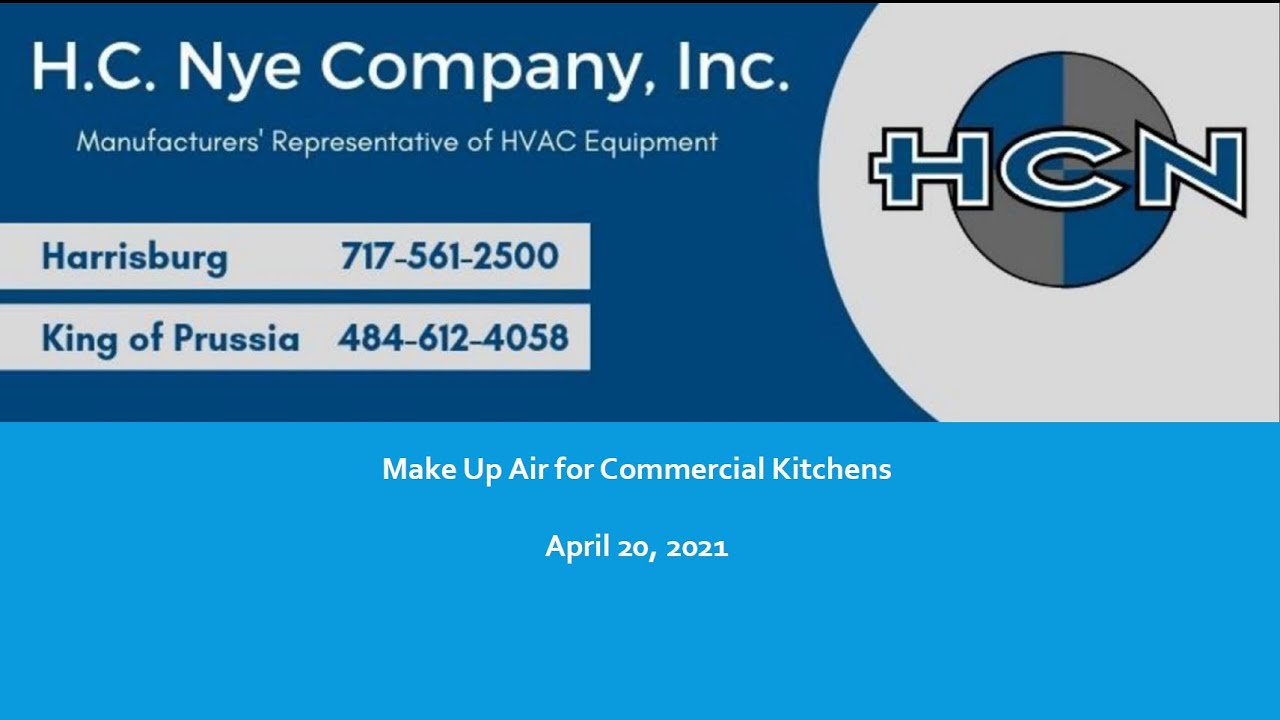 Webinar: Make Up Air For Commercial Kitchens April 20, 2021